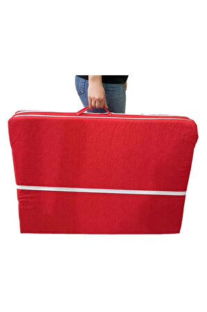 Katlanır Yer Yatağı Sünger Yatak Kırmızı Kırçıllı 80x180 Cm-6 Cm Tek Kişilik
