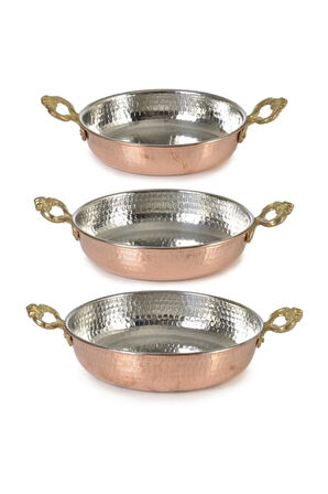 Cooker 3Lü Bakır Sahan Tava Seti 14-16-18cm Bk024