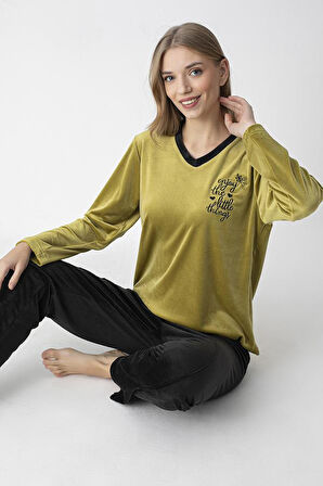 SENFONİ 6228 V YAKA Kadın KADİFE TAKIM