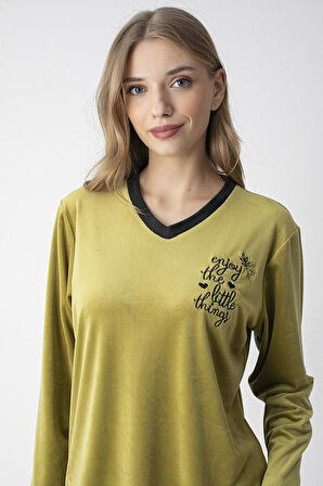 SENFONİ 6228 V YAKA Kadın KADİFE TAKIM