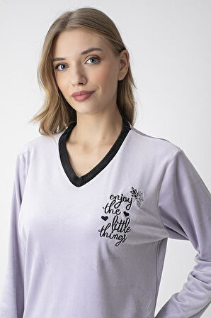 SENFONİ 6228 V YAKA Kadın KADİFE TAKIM