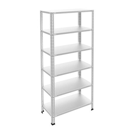 6 Katlı Galvaniz Çelik Raf - Depo, Arşiv, Kiler, Dosya, Market Rafı 43x75 cm-200 cm-1.00 mm