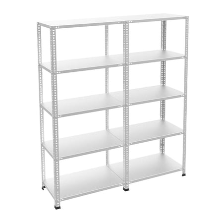 5 Katlı Duble Galvaniz Çelik Raf - Depo, Arşiv, Kiler, Dosya, Market Rafı 31x60 cm-250 cm-1.00 mm