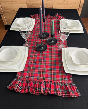 Vintage Fırfırlı Ekose Runner