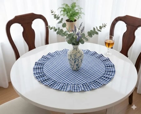 Fırfırlı Pötikare Yuvarlak Runner  60 X 60 CM