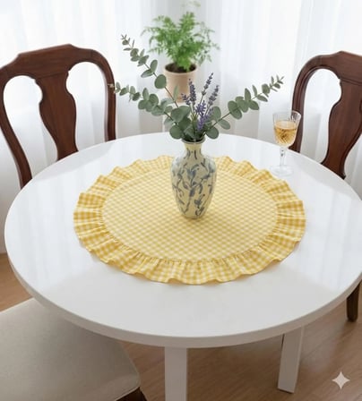 Fırfırlı Pötikare Yuvarlak Runner  60 X 60 CM