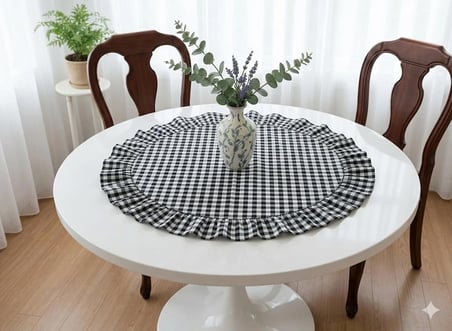 Fırfırlı Pötikare Yuvarlak Runner  60 X 60 CM