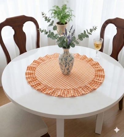 Fırfırlı Pötikare Yuvarlak Runner  60 X 60 CM