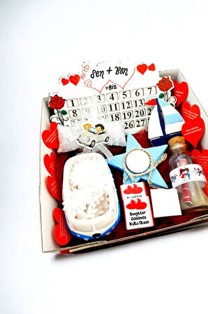 14 şubat Sürpriz Paket Romantik anlamlı bir Sevgililer günü Hediyesi Kırmızı Kutuda 14MARİNboxB1