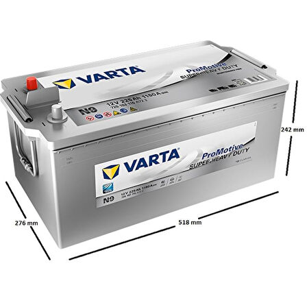 Varta 12V 225Ah N9 Silver Promotive Marin Ağır Ticari