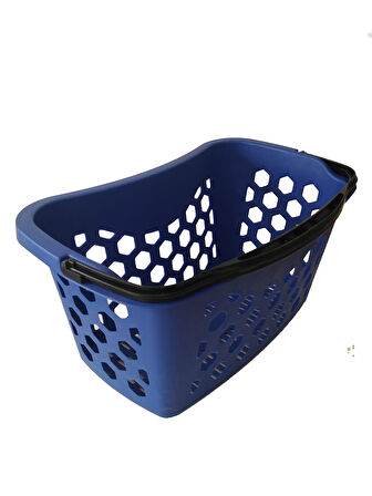 2 Adet Fasulye Tipi Plastik Alışveriş Sepeti - Market El Sepeti Siyah