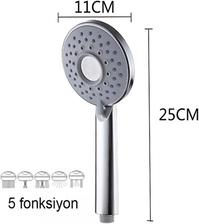 Euromix 5 Fonksiyonlu Ekvador Duş Başlığı