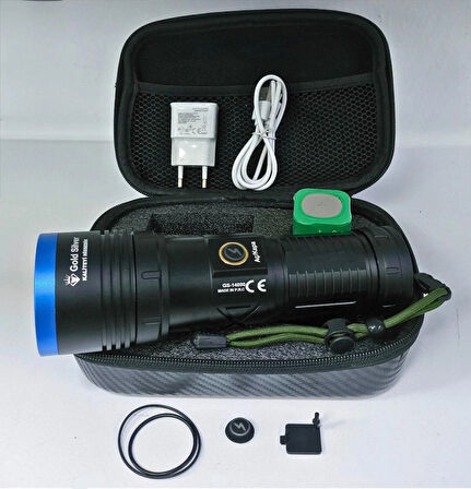 Gold Silver GS-14000 Şarjlı El Feneri | 40W 4000 Lümen | 12800 mAh Li-ion | Kamp, Avcılık & Acil Durumlar