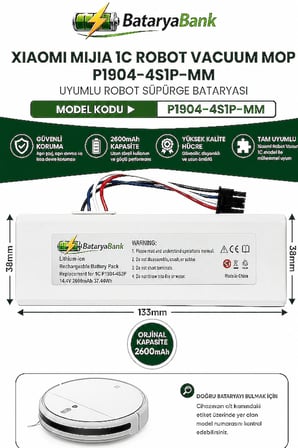 Mi Mijia 1C Robot Vacuum Mop P1904-4S1P-MM Uyumlu 14.4V 2600mAh Li-ion Robot Süpürge Bataryası