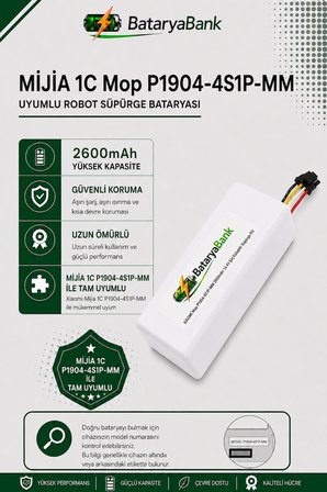 Mi Mijia 1C Robot Vacuum Mop P1904-4S1P-MM Uyumlu 14.4V 2600mAh Li-ion Robot Süpürge Bataryası