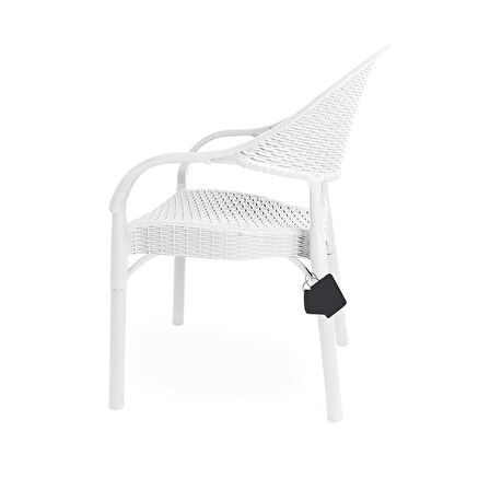 Omnipazar IRK-HK735 Bambu Rattan Desenli Plastik Bahçe Sandalye Koltuk 4'lü Set