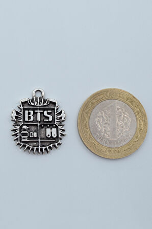 Minimal BTS Army Gümüş Kaplama Kolye Ucu