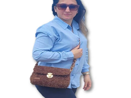 soft peluş omuz çantası, kahverengi yumuşak omuz çantası, kişiselleştirilmiş hediye, kadına hediye, doğum günü hediyesi, yıldönümü hediyesi