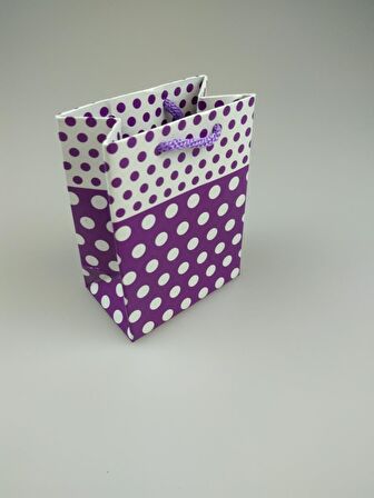 KARTON ÇANTA MOR PUANLI 8CM X 11CM - 1 ADET
