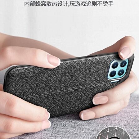 Smcase Oppo Reno4 Lite Kılıf Deri Dokulu Silikon