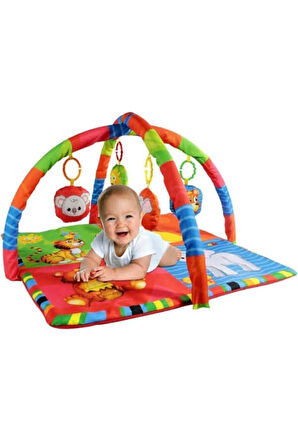 Babymol Çıngıraklı 4 Oyuncaklı Bebek Aktivite Minderi Bebek Oyun Parkı Yatağı