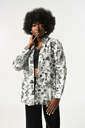 KADIN DESENLİ OVERSİZE KESİM GÖMLEK