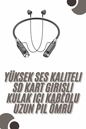 120 Saat Bluetooth Kulaklık Kablolu Boyun Askılı SD Kart Girişli ANC Özellikli
