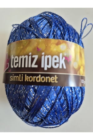 İPEK Temiz İpek Simli Kordonet Saks Mavi