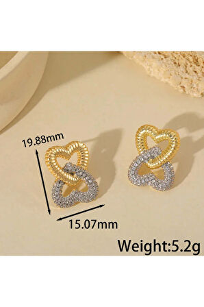 Taşlı Kalp Çelik Küpe