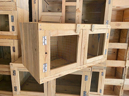 Ahşap Tel Örgülü Kafesli Hayvan Barınağı | Modüler Tasarım, Ventilasyonlu Bölmeler, Doğal Ahşap