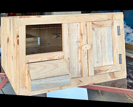 Karayiğit Ahşap Kuş Kafesi – Doğal Ahşap, Yemlikli, Tek Kapılı , Kanatlı hayvan
