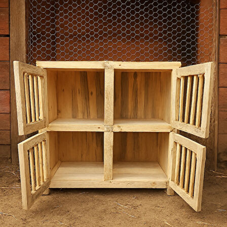 4 Gözlü Ahşap Kafes – Doğal Ahşap, El Yapımı