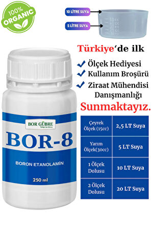 Bor-8 Sıvı Gübre 250 Ml-köklenme Ve Direnç Artışı Oluşturur. Ürün Kalitesi Ve Verimini Arttırır.