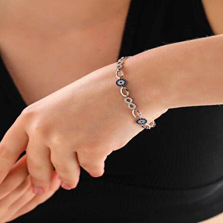 Himarry 925 Ayar Gümüş Sonsuzluk Nazar Kadın Bileklik