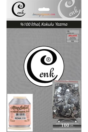 Gümüş Gri Yazma İp ve Boncuk Kombini