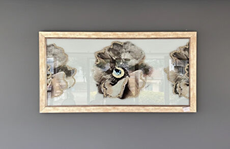 Soyut Mavi & Gümüş Akrilik Çiftli Tablo Seti