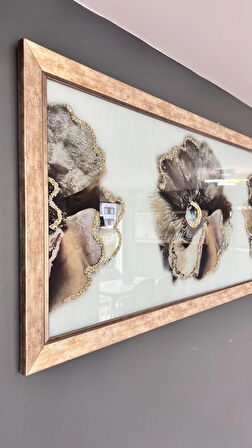 Soyut Mavi & Gümüş Akrilik Çiftli Tablo Seti