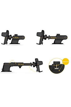 Araç içi Telefon Tutucu Vantuzlu Ayarlanabilir Vakumlu