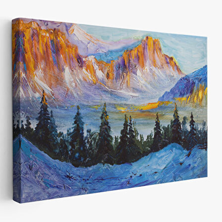 Harita Sepeti Rusya Karlı Dağları Manzarası Duvar Tablosu-1235