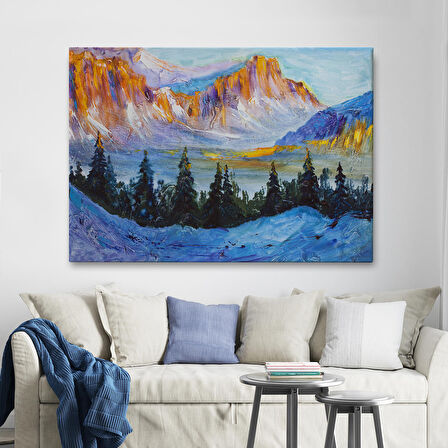 Harita Sepeti Rusya Karlı Dağları Manzarası Duvar Tablosu-1235