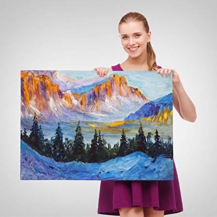 Harita Sepeti Rusya Karlı Dağları Manzarası Duvar Tablosu-1235