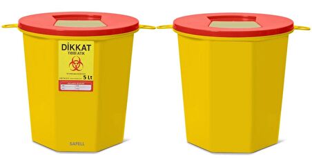 Safell Plastik Tıbbi Atık Kutusu - Tıbbi Atık Kovası - 5Lt