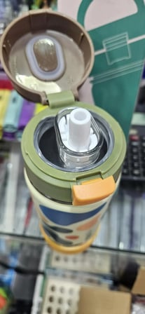 550 ML Desenli Tek Kapak Çift Kullanım Pipetli Rahat İçim Kulplu Paslanmaz Çelik Termos 1109-550ML Vagonlife