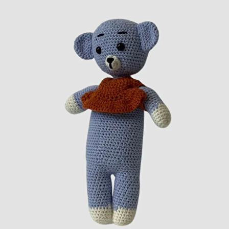 Uretti - Birsen 2552 El Yapımı Amigurumi Yelekli Mavi Ayı - 27 cm