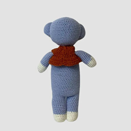 Uretti - Birsen 2552 El Yapımı Amigurumi Yelekli Mavi Ayı - 27 cm