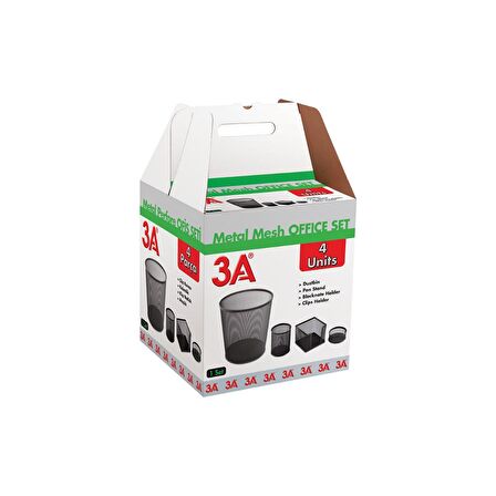 Ark Metal Perfore Ofis Seti 4'Lü (Çöp kovası+3 lü masa üstü set)
