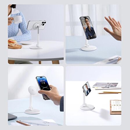 Baseus Yükseklik Ayarlı Kablo Yerli Magsafe Masaüstü Telefon Tutucu İphone 12 13 14 15 Pro Max Stand
