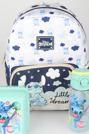 x Dekomus Lisanslı Stitch Little Dreamer Collection Tek Bölmeli Küçük Boy Anaokul Çantası,Beslenme Kabı ve Matara Seti