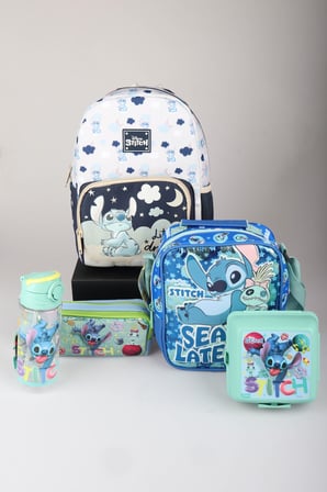 x Dekomus Lisanslı Stitch Little Dreamer Collection Tek Bölmeli Küçük Boy Anaokul,Beslenme ve Kalem Çantası,Beslenme Kabı ve Matara Seti