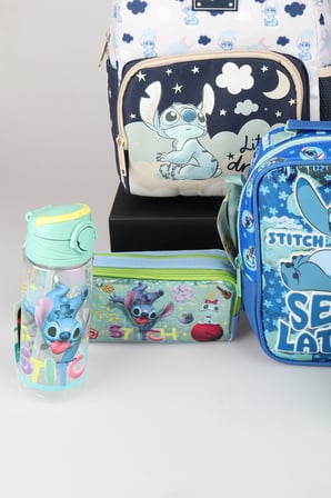 x Dekomus Lisanslı Stitch Little Dreamer Collection Tek Bölmeli Küçük Boy Anaokul,Beslenme ve Kalem Çantası,Beslenme Kabı ve Matara Seti